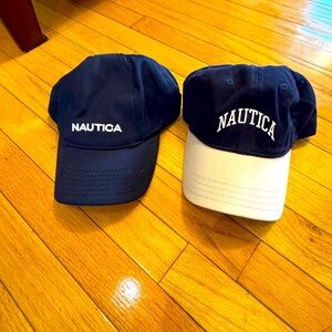 Nautica Dual-Tone Caps in Navy and Beige